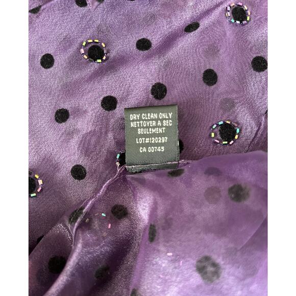 JS Boutique Purple Sheer Polkadot Tie Blouse Top - Picture 10 of 10